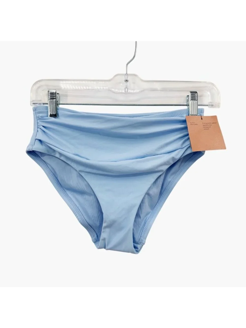NEW Shade & Shore Shirred Waistband Medium Coverage Bikini Bottom - Blue - S